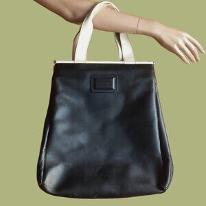 Marc By Marc Jacobs Leather Tote Bag Large Black Beige Two Tone Handbag